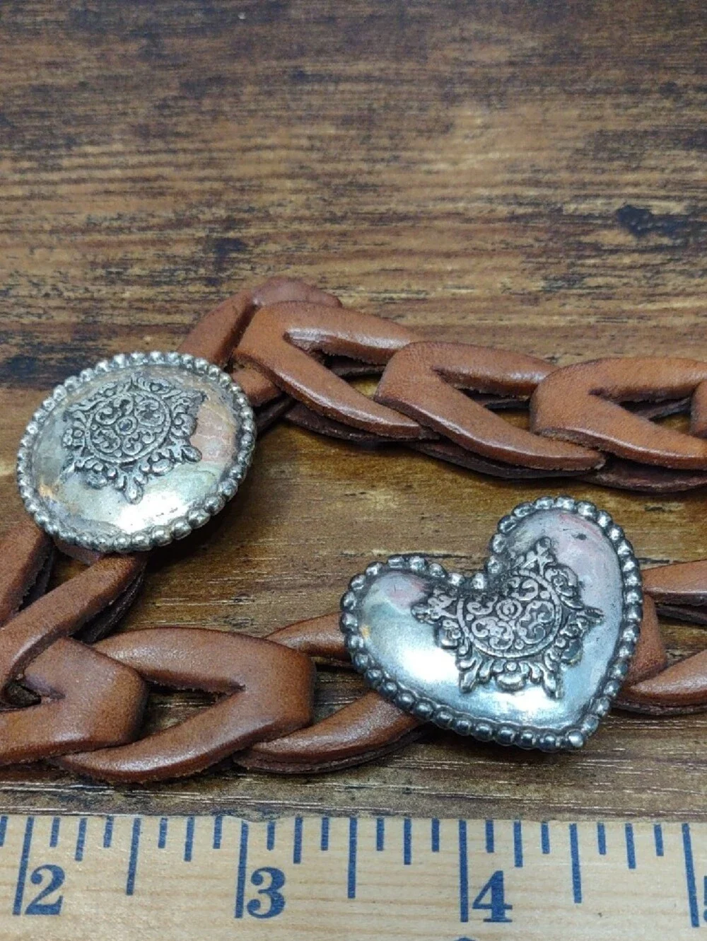 Brighton Linked Leather Belt with Silver Conchos